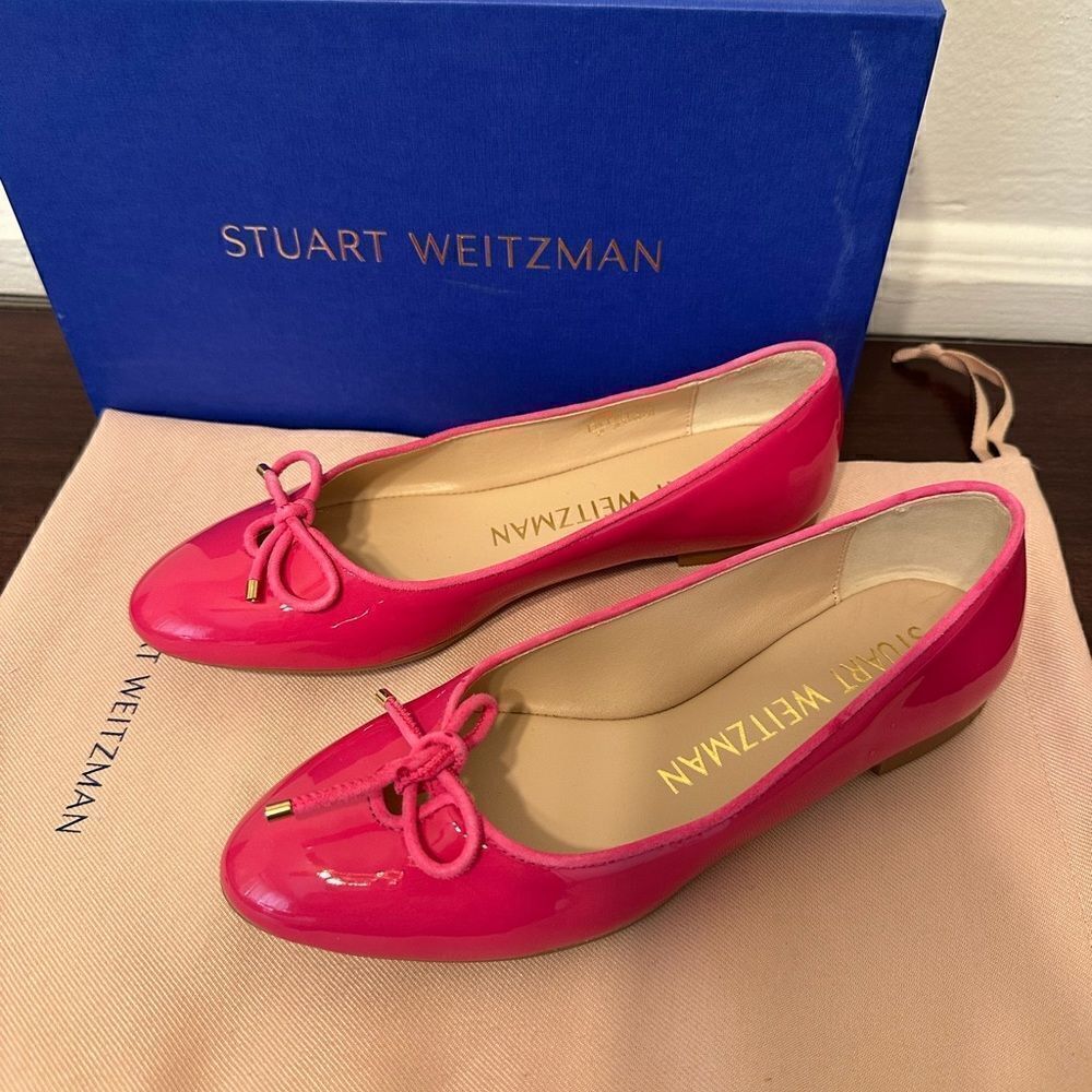 Stuart Weitzman Women’s gabby leather ballet in pink flats almond toe Sz 6, NIB - Picture 3 of 11